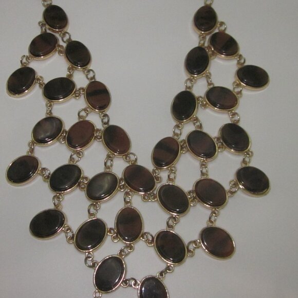 Golden Brown with Black Bib Necklace - Picture 3 of 5